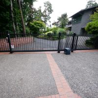 Black driveway gate