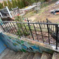 Repaired railing on a staircase
